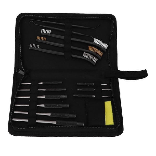 15 Piece Gun Cleaning Kit with Roller Pin, Awl Set, Double Ended Brushes, Cleaning Cloth
