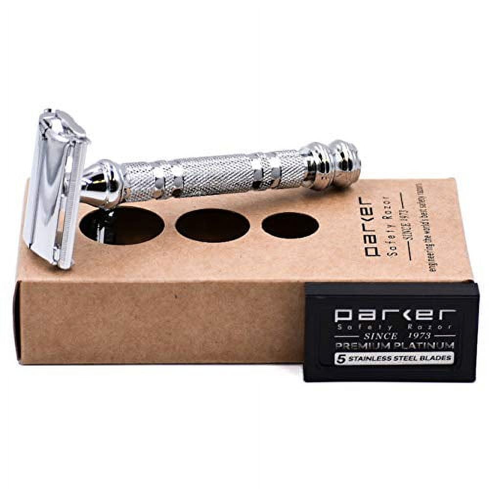 Parker 66R Butterfly Open Double Edge Safety Razor - 5 Premium Blades included