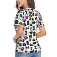 thumbnail image 3 of Honeii Cool Camera Print Women's Classic V-Neck T-Shirt,Womens Fashion Tops,Stylish Everyday Top for Women, Casual Summer Spring Outfits Clothes-Large, 3 of 5