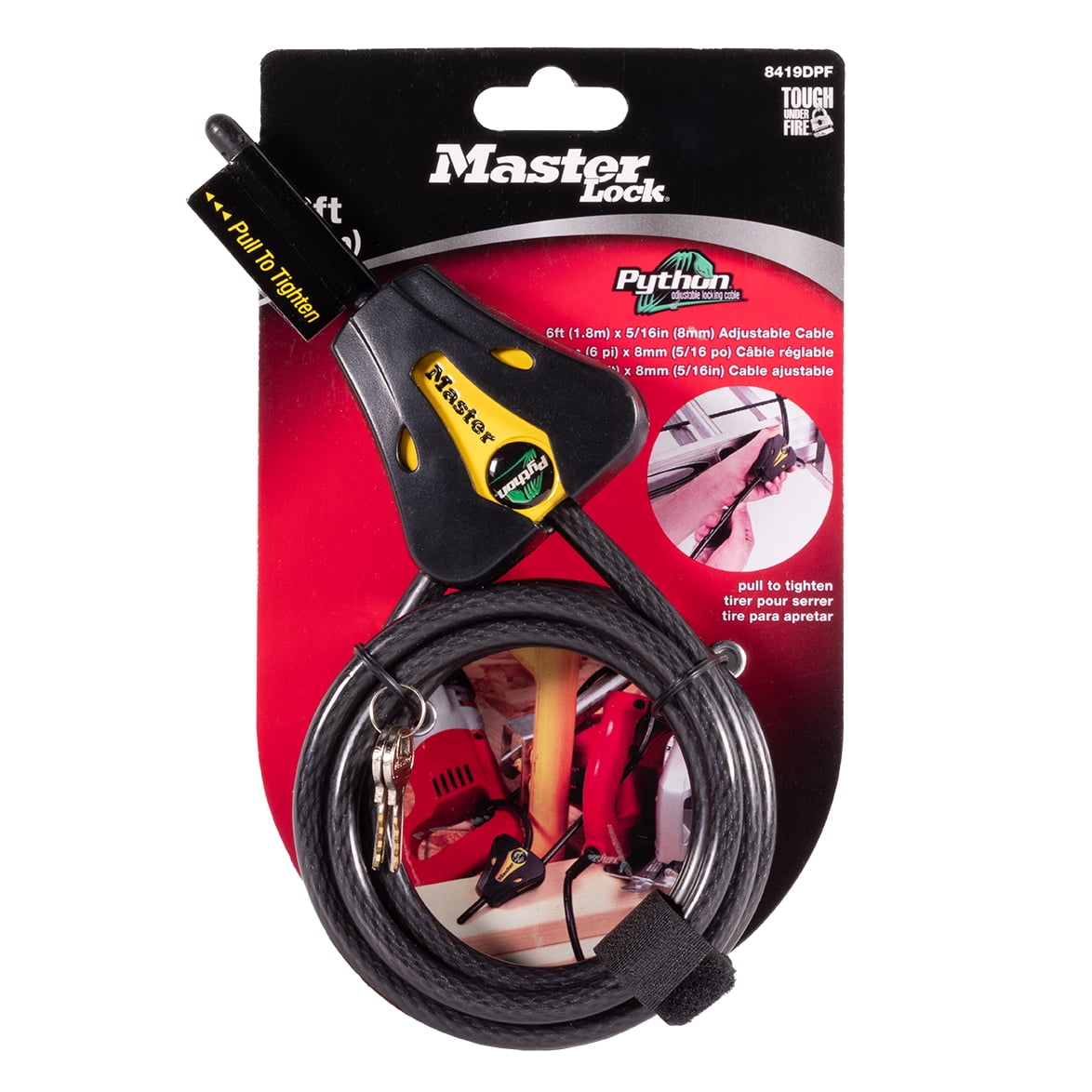 Master Lock Braided Cable Lock Steel Bicycle Locks, Black