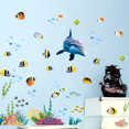 thumbnail image 3 of 1 calcomanía de pared de ballena azul océano acuarela, decoración de pared de peces de animales de la vida del mundo bajo el mar, decoración de pared artística para habitación de niños cuarto de baño JAMW Sencillez, 3 of 5