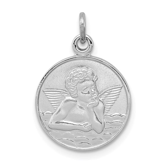 Auriga 925 Sterling Silver Rhodium-plated/Plain Back Angel Medal Pendant for Women (L-20mm, W-15mm)