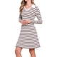 thumbnail image 4 of VESTIDO DE SUÉTER INSPIRADOR CHIC para Mujeres Casual de Manga Larga con Rayas Cuello en V A Línea por Encima de la Rodilla Tejido Acanalado M Camel Blanco, 4 of 6