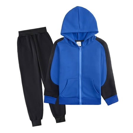 

Autumn and Winter Children s Boys Color Matching Fashion Casual Hooded Zipper Cardigan Jacket and Pants Suit Summer Outfits for Toddler Big Boys Set Baby Bundles Neutral Baby Boy Clothes Baby Boy