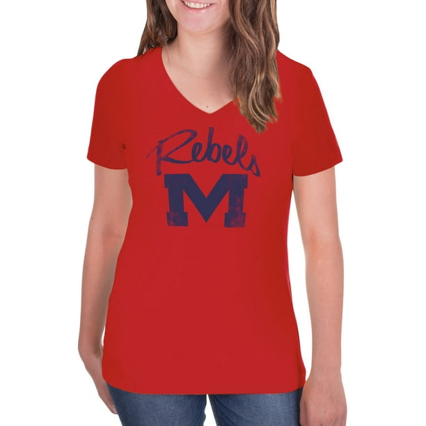 NCAA Ole Miss Rebels Women's V-Neck Tunic Cotton Tee Shirt - Walmart ...