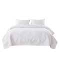 thumbnail image 1 of Benjara BM226407 Microfiber Quilt Set with Geometric Print, White - Full Size - 3 Piece, 1 of 5