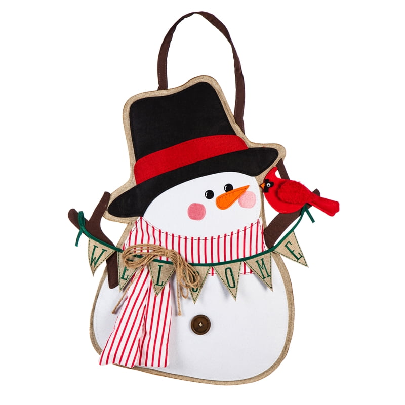 Evergreen Door Decor Portly Snowman Door Decor, 24'' x 14'' inches