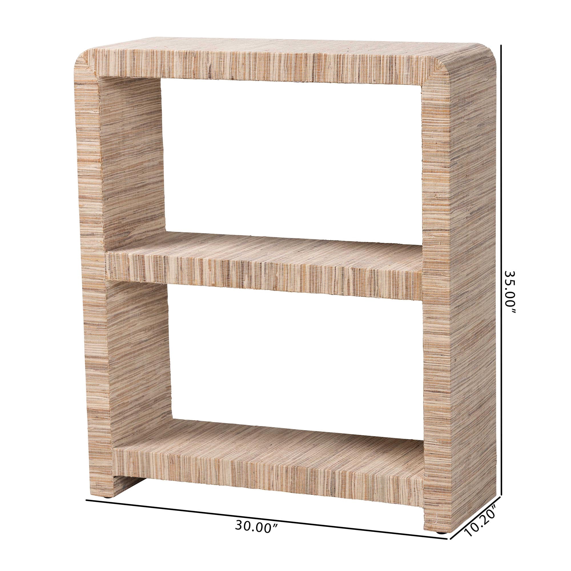 bali & pari Lucy Boho Bookshelf, 2-Shelf, Natural