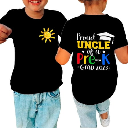

Holloyiver Toddler Baby Boys Girl Summer Short Sleeve Proud Uncle Of A Pre-K Grad 2023 - Baby Boys Girl Comfy T Shirt Round Cotton Neck Shirts Letter Print Tops 3T-14T