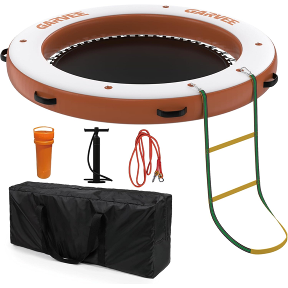 Round Floating Ring Inflatable Water Hammock Heavy Duty River Floats Lake Raft with for Tanning Pool Lounger Float Island Platform Pad Mat for Party
