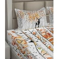 thumbnail image 6 of Ambesonne Deer Fitted & Top Sheet Set with Shams, Trees Foliage Wilderness, Orange Green and White, 6 of 8