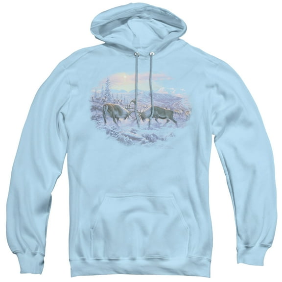 Wildlife Battling Bulls Adult Pullover Hoodie Sweatshirt Light Blue