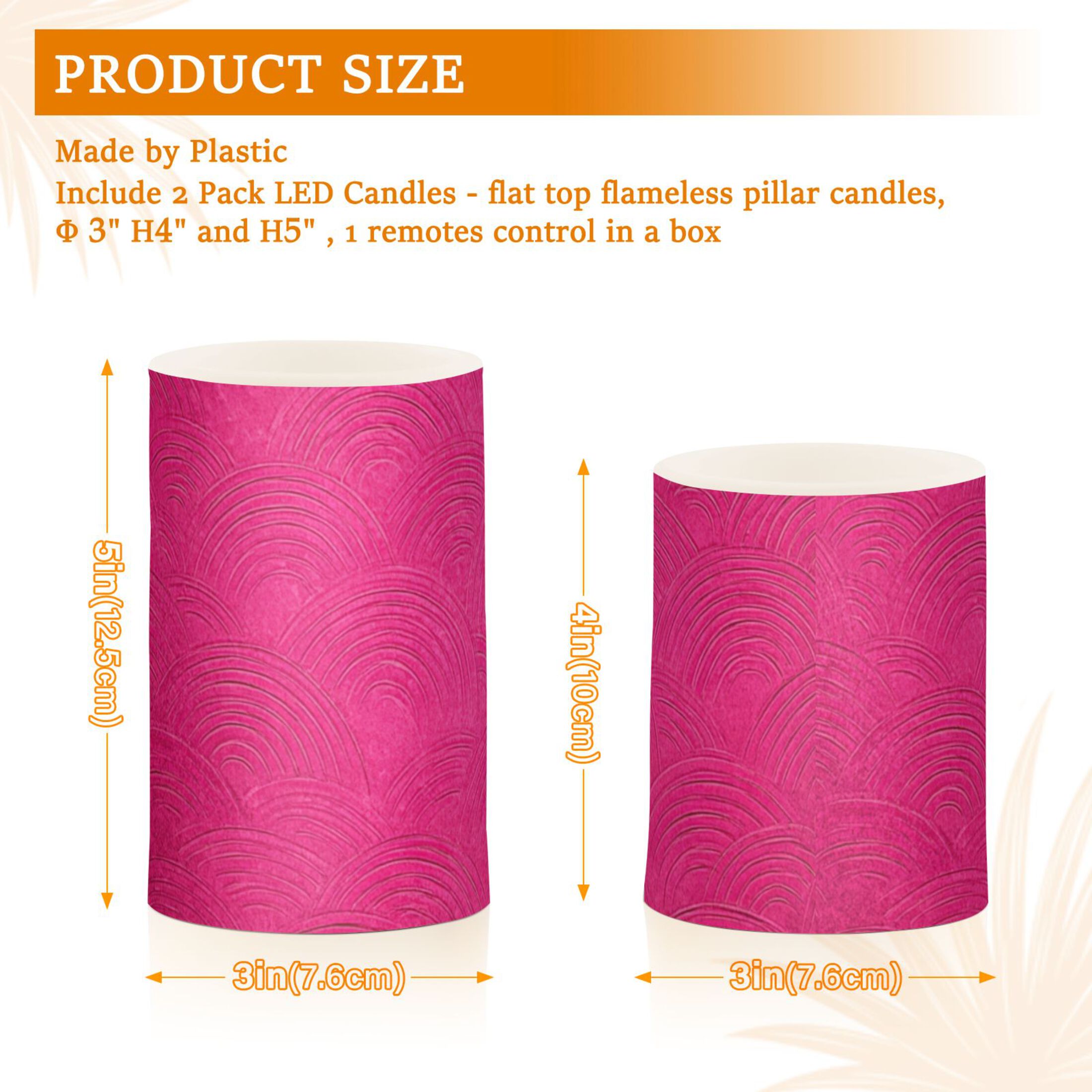 Hot Pink Background with Waves Flickering Flameless Candles LED Tealight Battery Operated with Remote Set of 2 Holiday Decor Ornaments