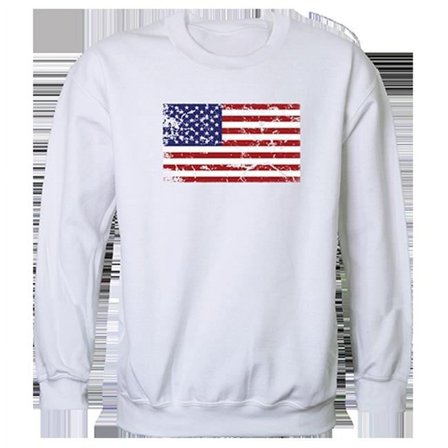 US Flag 2 Graphic Crewneck Sweatshirt, White - Medium