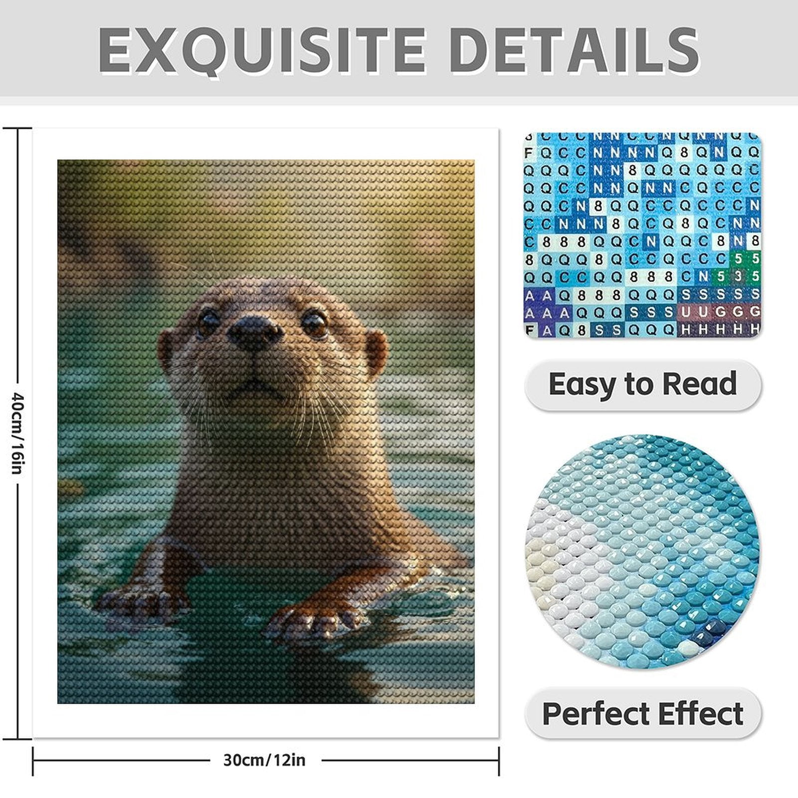 Diamond Art Kits for Adults - 5d Otter Swimming In Serene Waters Diamond Painting for Adults, Diamond Art for Adults Beginners, Diamond Painting Kits for Adults for Home Wall Decor