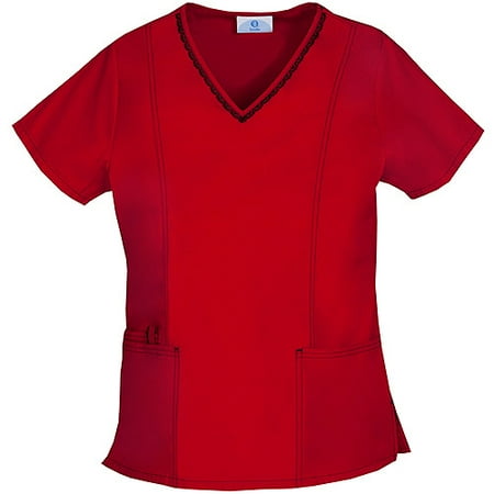 Classic Red V-Neck Scrub Top