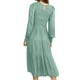 thumbnail image 2 of Vestidos largos de mujer Color sólido Casual una línea vestido de manga larga cuello redondo otoño Swing vestido de fiesta de vacaciones vestido de verano para damas, 2 of 3
