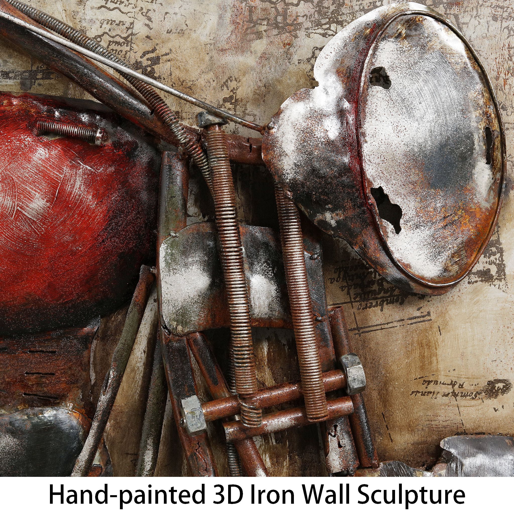 Empire Art Direct  Primo Mixed Media Hand Painted Iron Wall Sculpture - Motorcycle 2