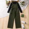 thumbnail image 4 of Youmylove Kids Girls Clothes Long Sleeve Shirt Corduroy Overalls Jumpsuit Adjustable Suspender Pants 2 Pieces Outfits Fashion Clothing For Girl For 11-12 Years, 4 of 9