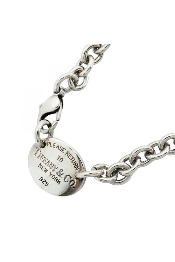 Pre-Owned Tiffany & Co. Return to Oval Necklace, Sterling Silver 925, for Men and Women