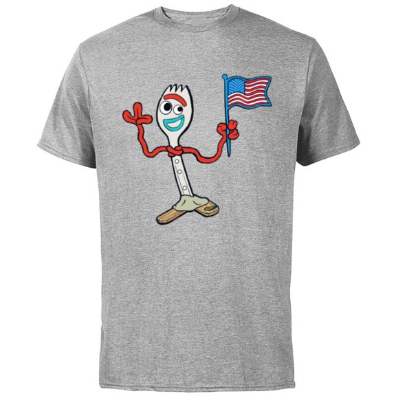 Disney and Pixar’s Toy Story Forky Flag Fourth of July - Short Sleeve Cotton T-Shirt for Adults - Customized-Athletic Heather