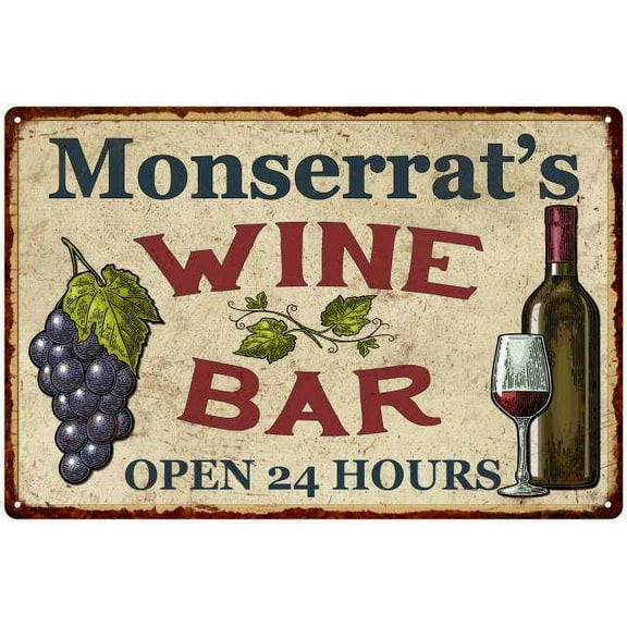 Monserrat's Rustic Wine Bar Sign Wall Décor Kitchen 12x18 Metal 112180056993