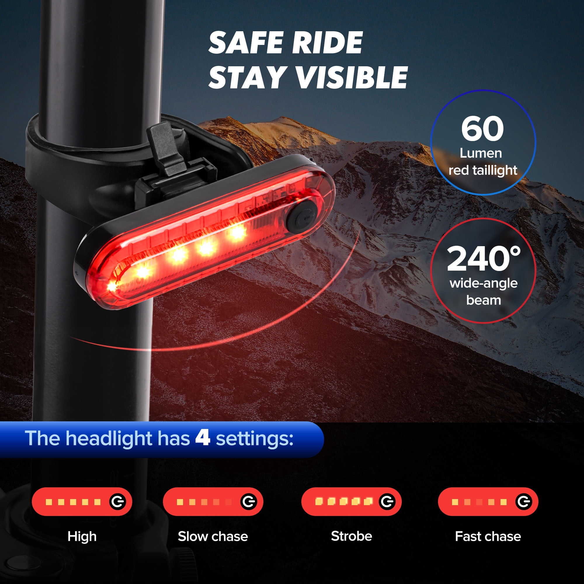 Bike Light Set Headlight, Tail Rear Light 1500 LM, Rechargeable Ultra Bright LED Night Cycling Accessories
