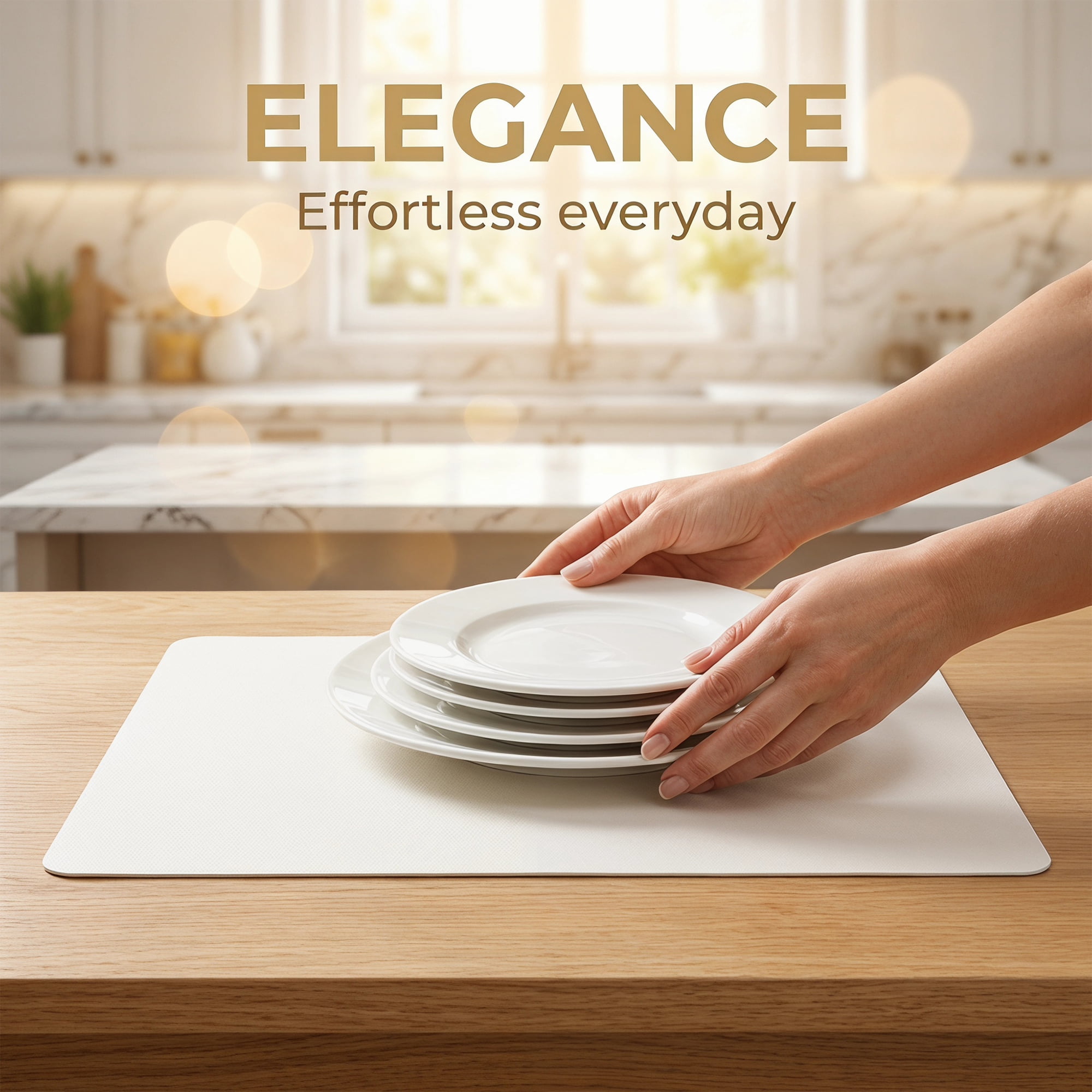 Unique Bargains 6 Pack Faux Leather Placemats for Kitchen Dining Table Decor White 17"x12"