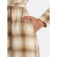 thumbnail image 3 of Time and Tru Women's Plaid Shirt Dress with Long Sleeves, Sizes XS-XXXL, 3 of 4