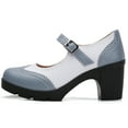 thumbnail image 2 of DADAWEN Chunky Mid-Heel Platform Mary Jane Pumps for Women Square Toe Oxfords Dress Shoes Blue-Gray/White 6.5 US, 2 of 6