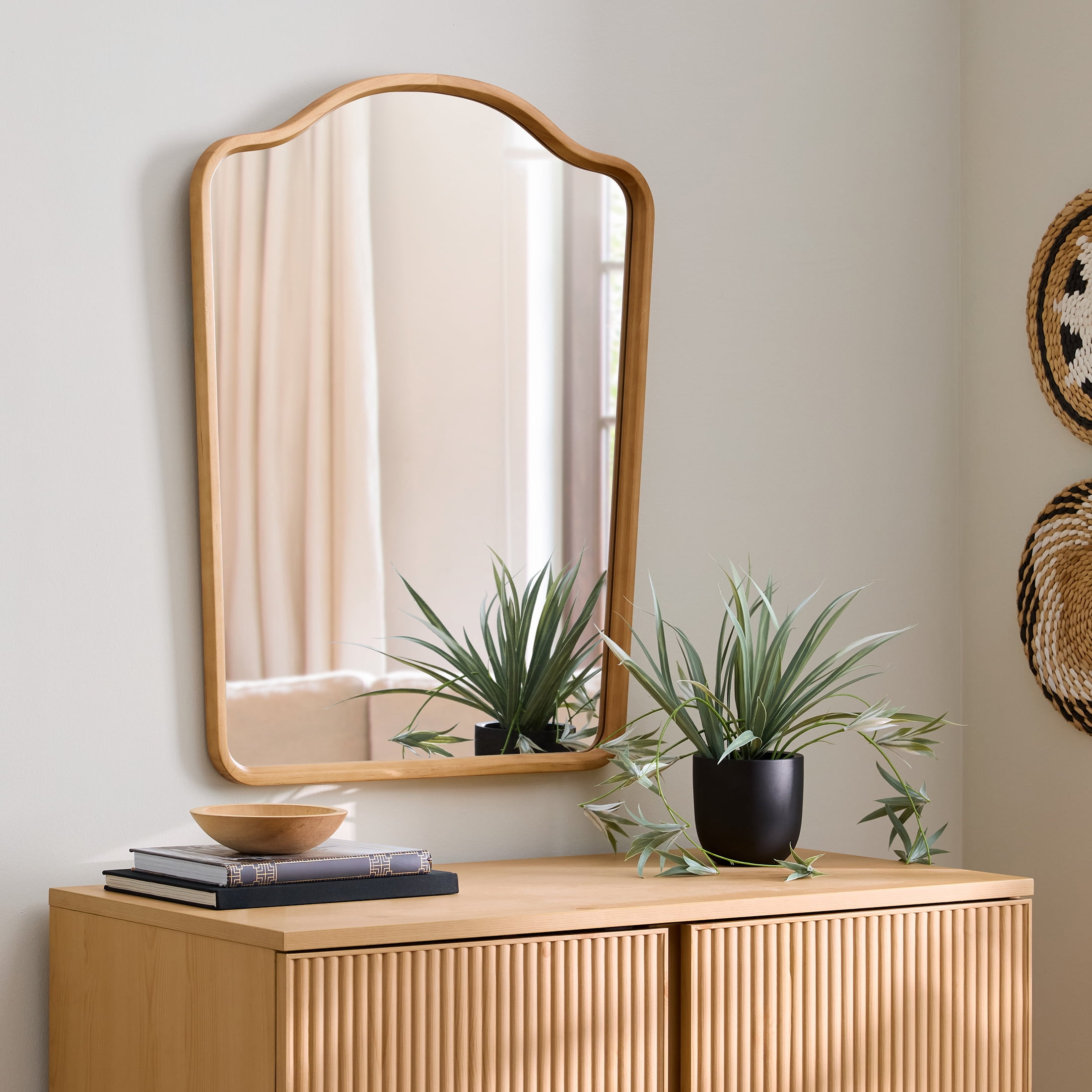 Better Homes & Gardens French Heritage 23x30 Natural Large Wall Mirror for Living Room