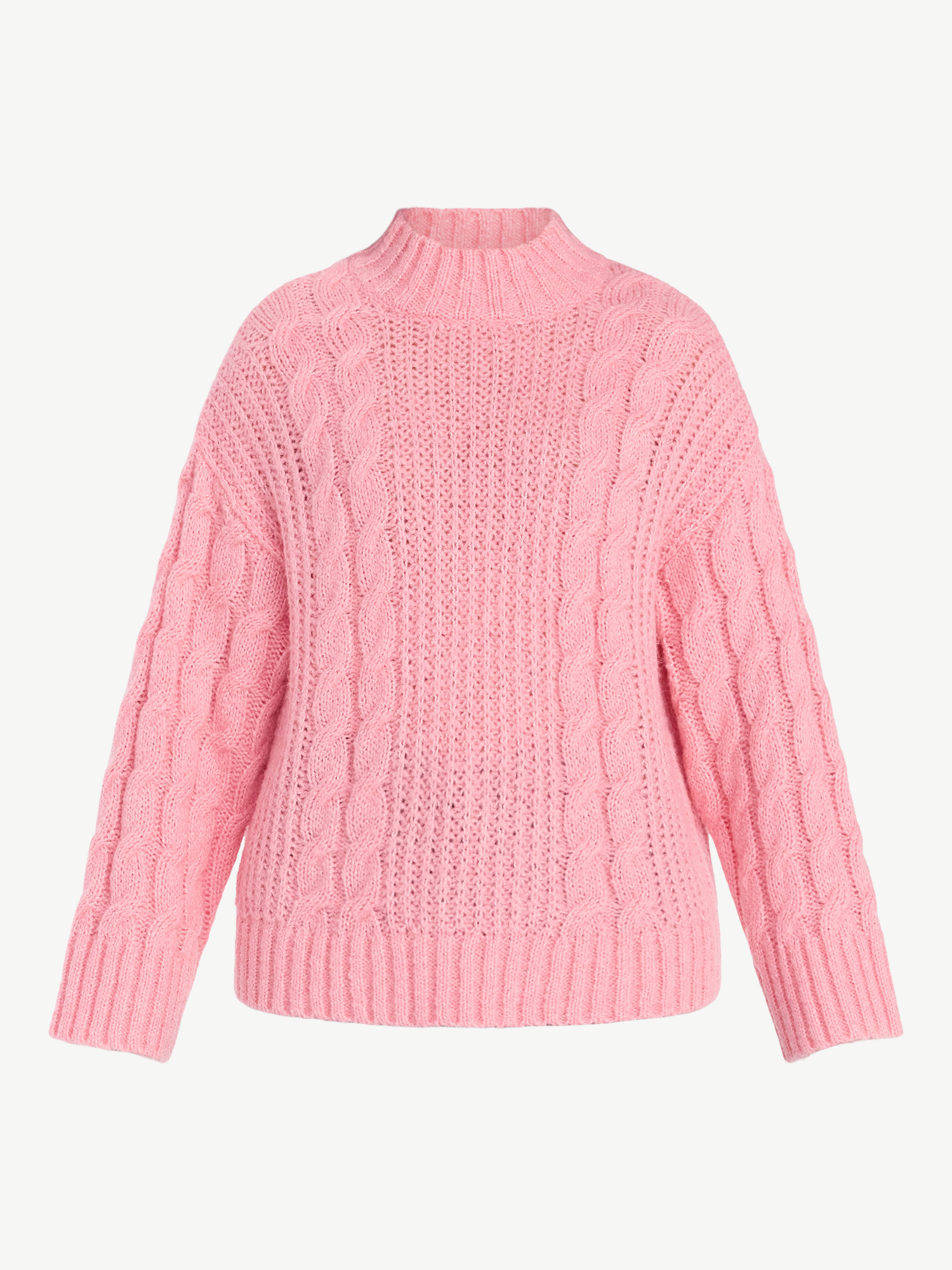 Scoop Women’s Oversized Cable Knit Sweater, Midweight, Size XS-XXL