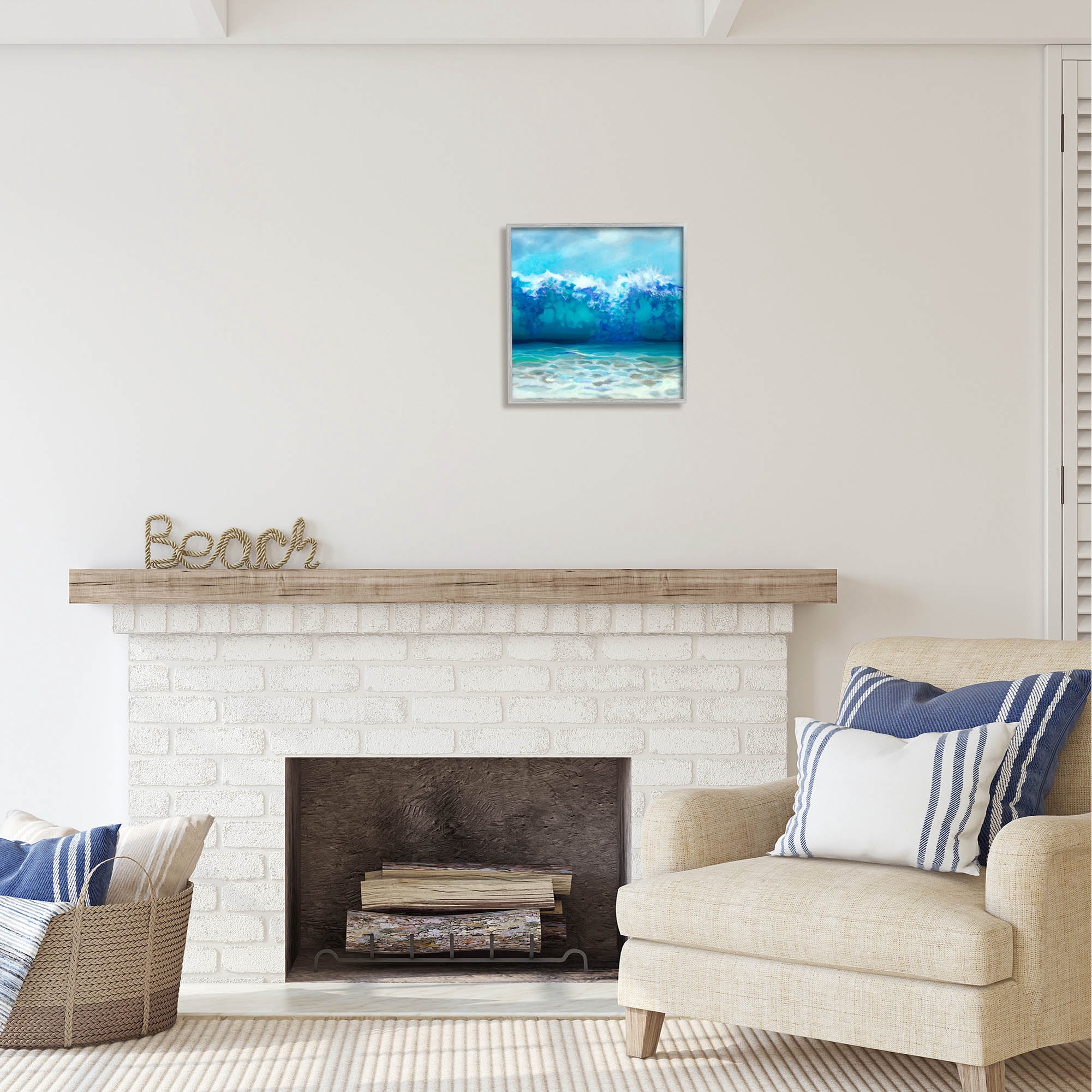 Stupell Industries Abstract Tsunami Waves Beach Tide Coastal Painting Gray Framed Art Print Wall Art
