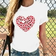 thumbnail image 1 of YLHFASHION T-Shirts de la Saint-Valentin pour Femmes 2025 Col Rond Manches Courtes T-Shirts Mode Imprimé Cœur Tee Tops Liquidation T-shirt Manches Courtes pour Femmes, 1 of 5