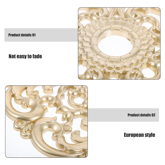 Hemobllo European Style Golden Plastic Ceiling Medallion with Intricate Carvings for Home Decor