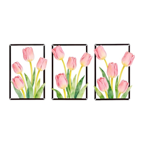 3 piezas de flores de metal para decoración de pared, escultura floral minimalista, decoración colgante, arreglos florales para sala de estar.