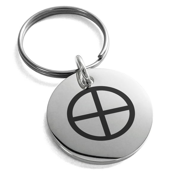 Stainless Steel Solar System Planetary Earth Engraved Small Medallion Circle Charm Keychain Keyring