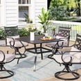 thumbnail image 2 of 37" Metal Steel Slat Patio Dining Table Square Backyard Bistro Table Outdoor Furniture Garden Table, 1.57” Umbrella Hole, Black, 2 of 8