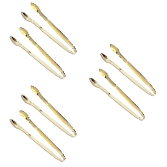 6 Pcs Aqurium for Home Buffet Tongs Adjustable Cable Clips White Sugar Cube Stainless Steel Ice Gilded