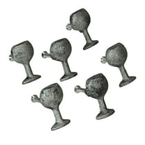 Zeckos Cast Iron Wine Glass Cabinet Knob Drawer Pulls Set of 6