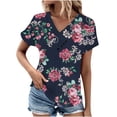 thumbnail image 1 of Fiudx Camisas de Mujer Blusas para Mujer, Camisetas Informales Sexys de Moda con Cuello En V Occidental, Ropa de Moda de Primavera, Pliegues Estampados de Verano, 1 of 3