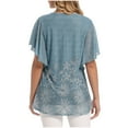 thumbnail image 4 of ZZwxWA Plus Size Womens Tops Chiffon Ruffle Short Sleeve Crew Neck Blouses Mesh Shirts Loose Flowy Tunics Tops Floral Print Summer Women's Tshirts Elegant, 4 of 6