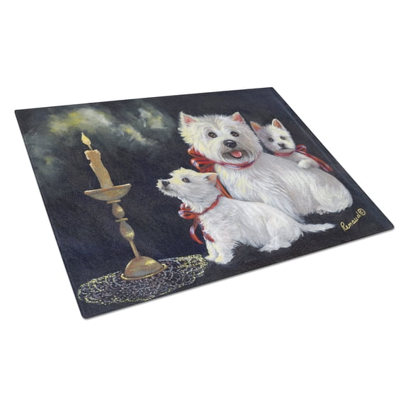 Carolines Treasures PPP3288LCB Westie Westies Aglow Glass Cutting Board Large, 12H x 16W, multicolor