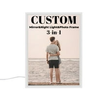 Custom Acrylic Mirror Photo Frame Night Light, 3-in-1 Mirror, Night Light & Picture Frame, Unique Gift for Birthday, Anniversary, Mother’s Day, and Christmas