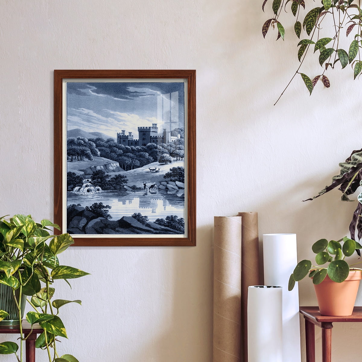 Estate View II -Framed Print w/glass-Chestnut
