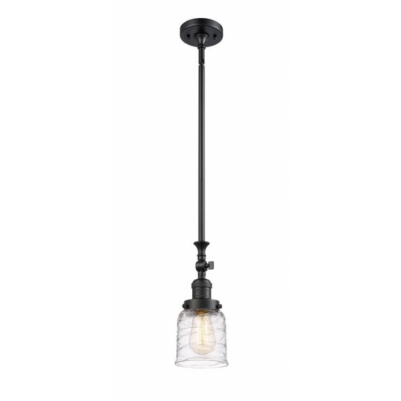 206-BK-G513-Innovations Lighting-Bell - 1 Light Stem Hung Tiltable Mini Pendant In Industrial Style-14 Inches Tall and 5 Inches Wide-Matte Black