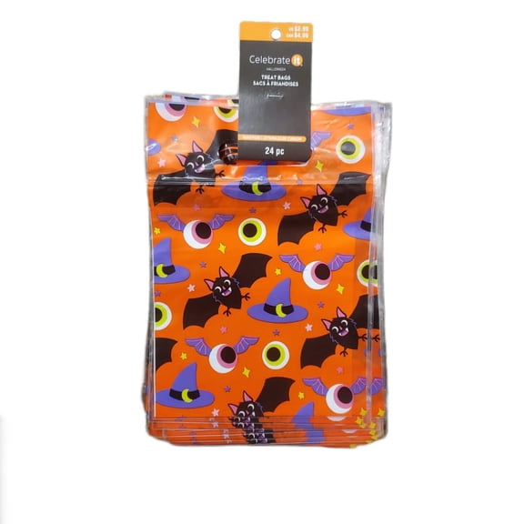 Celebrate It Halloween Orange Bats Hats Treat Bags | 24-Pack