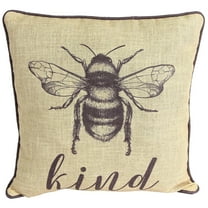 Jordan Manufacturing 18" x 18" Yellow and Charcoal Bee Kind Novelty Square Reversible Decorative Throw Pillow with Welt