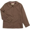 thumbnail image 3 of Leveret Kids & Toddler Girls Long Sleeve Uniform Cotton Dress Shirt Brown (Size 5 Years), 3 of 4