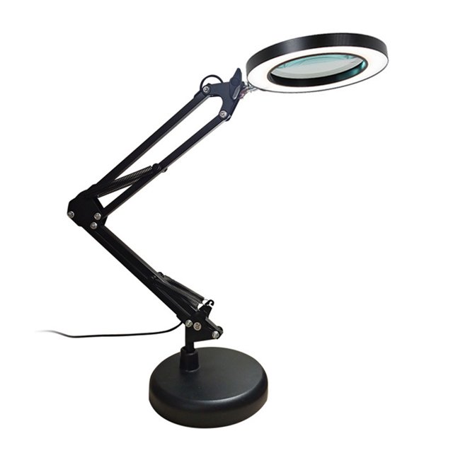 Lámpara De Mesa Led Brillo Ajustable Y Lámpara De Color Claro Lámpara De Abrazadera De Mesa Con Lupa 8X Lámpara Led Plegable De Aluminio Y Hierro Advancent HA015715-00